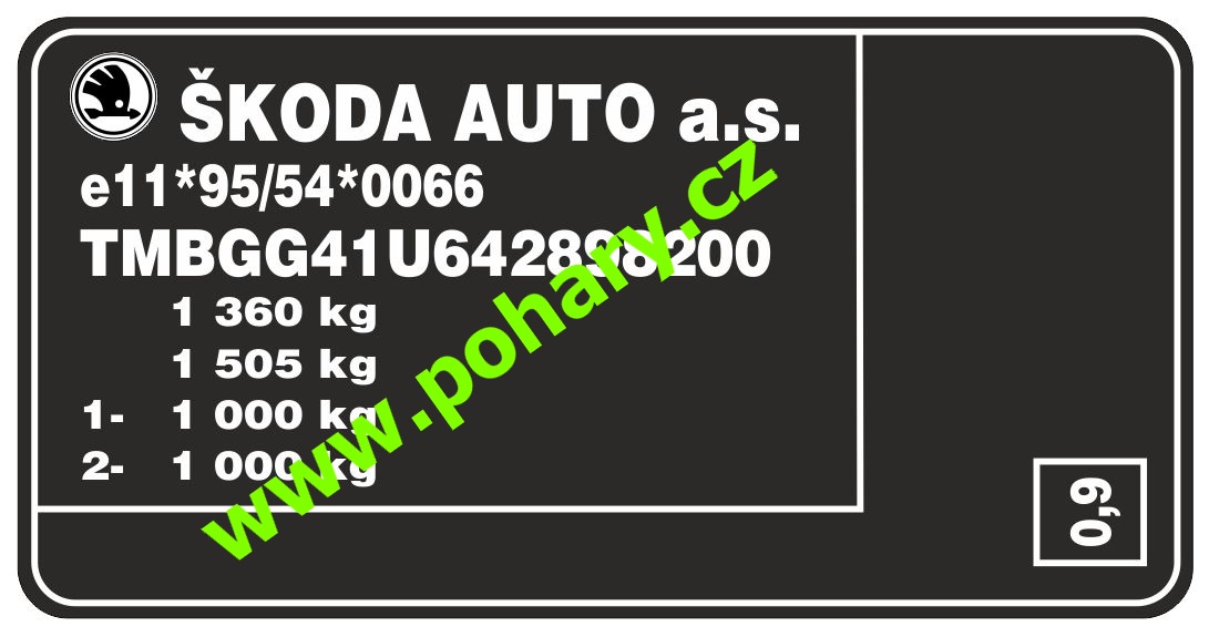 Typový štítek - auto